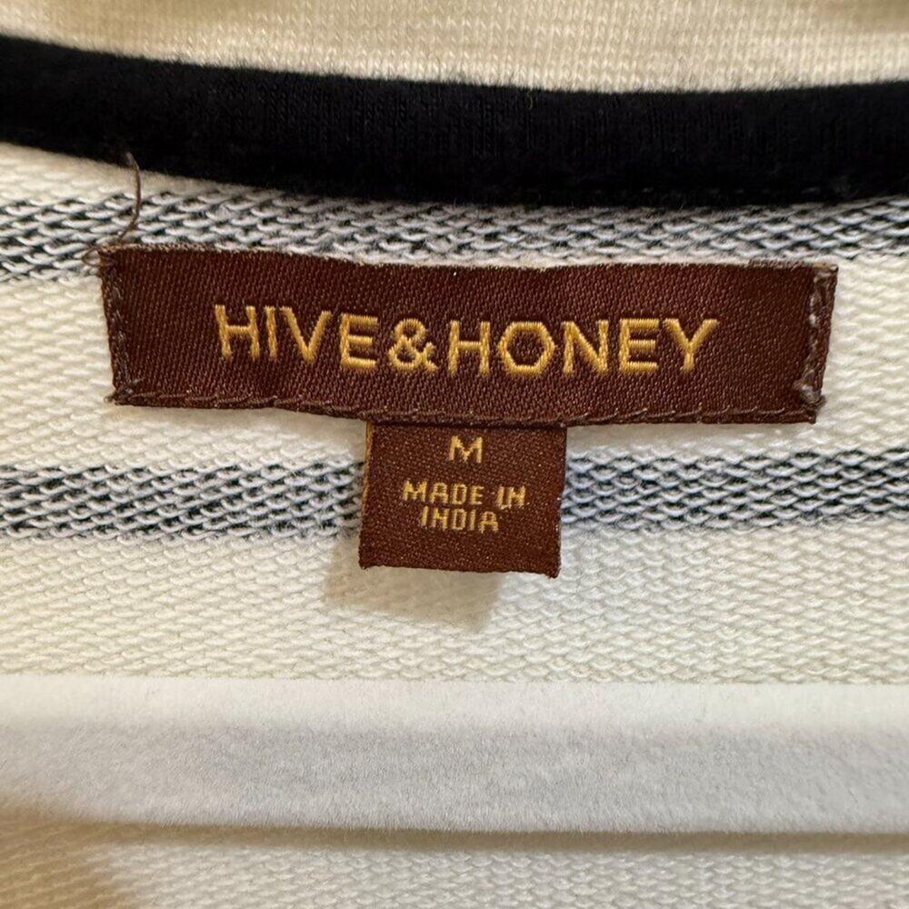 Hive & Honey Cream Black Stripe T-Shirt Dress Size M — Casual Everyday - Picture 5 of 9
